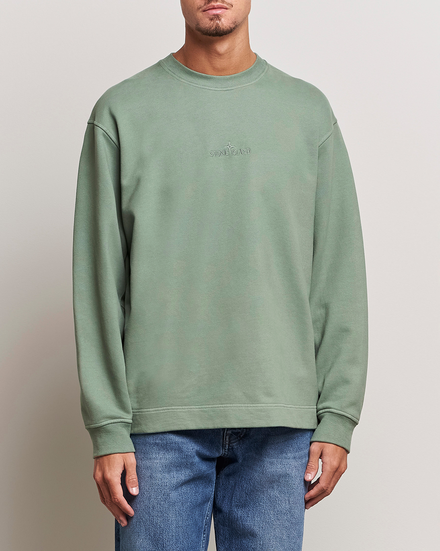 Herre |  | Stone Island | Garment Dyed Fleece Logo Sweatshirt Sage