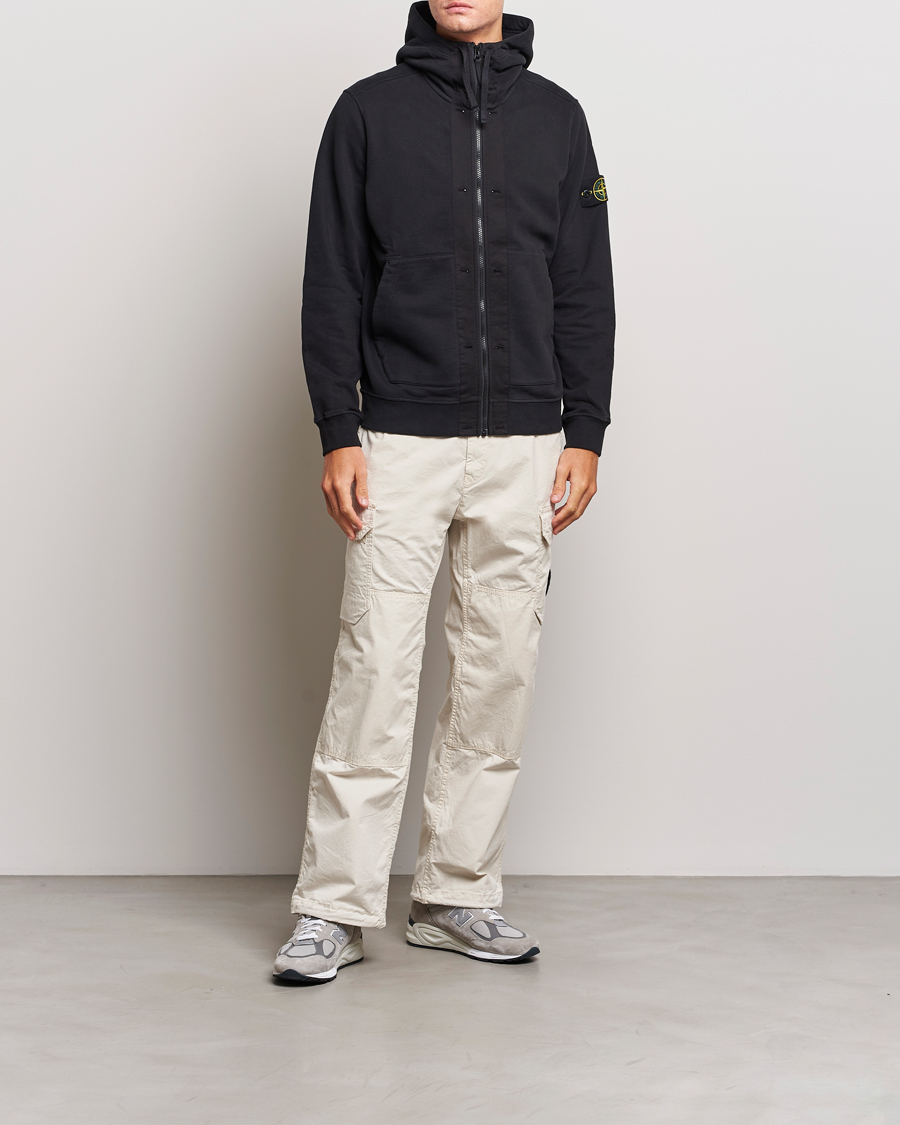 Herre | Gensere | Stone Island | Garment Dyed Fleece Hooded Full Zip Black