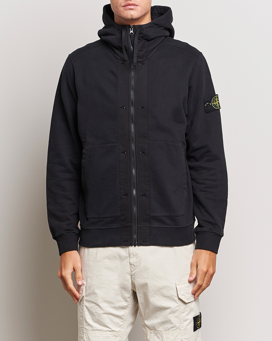 Herre | Gensere | Stone Island | Garment Dyed Fleece Hooded Full Zip Black