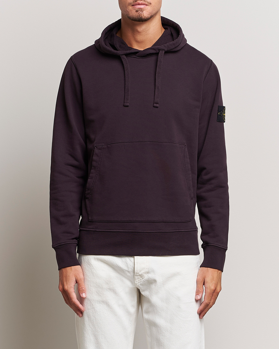 Herre | Gensere | Stone Island | Garment Dyed Fleece Hood Dark Burgundy
