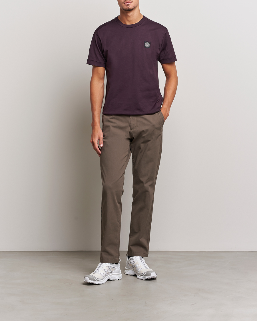 Herre | T-Shirts | Stone Island | Garment Dyed Jersey T-Shirt Dark Burgundy