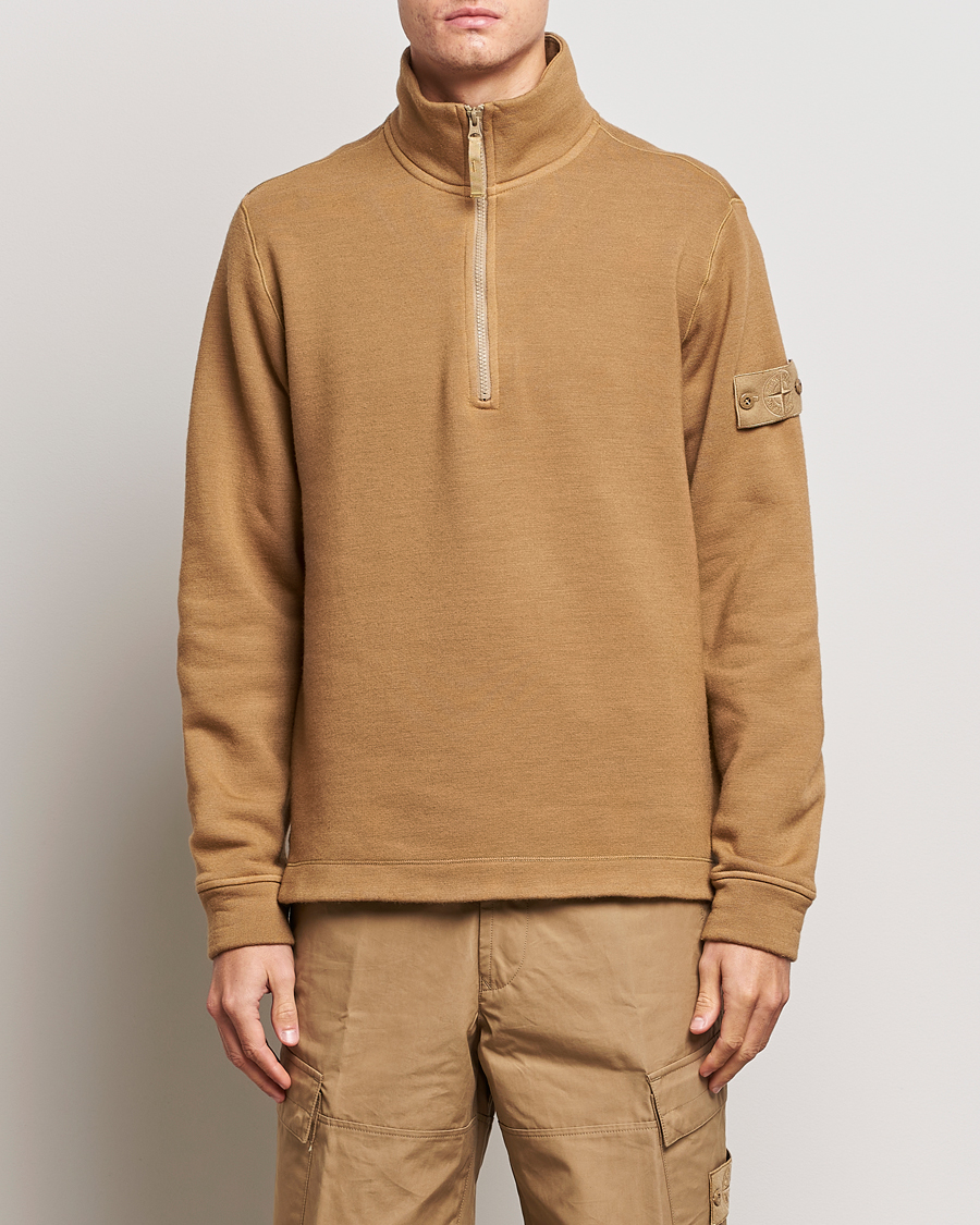 Herre | Nye varemerker | Stone Island | Ghost Piece Wool Fleece  Half Zip Dark Beige