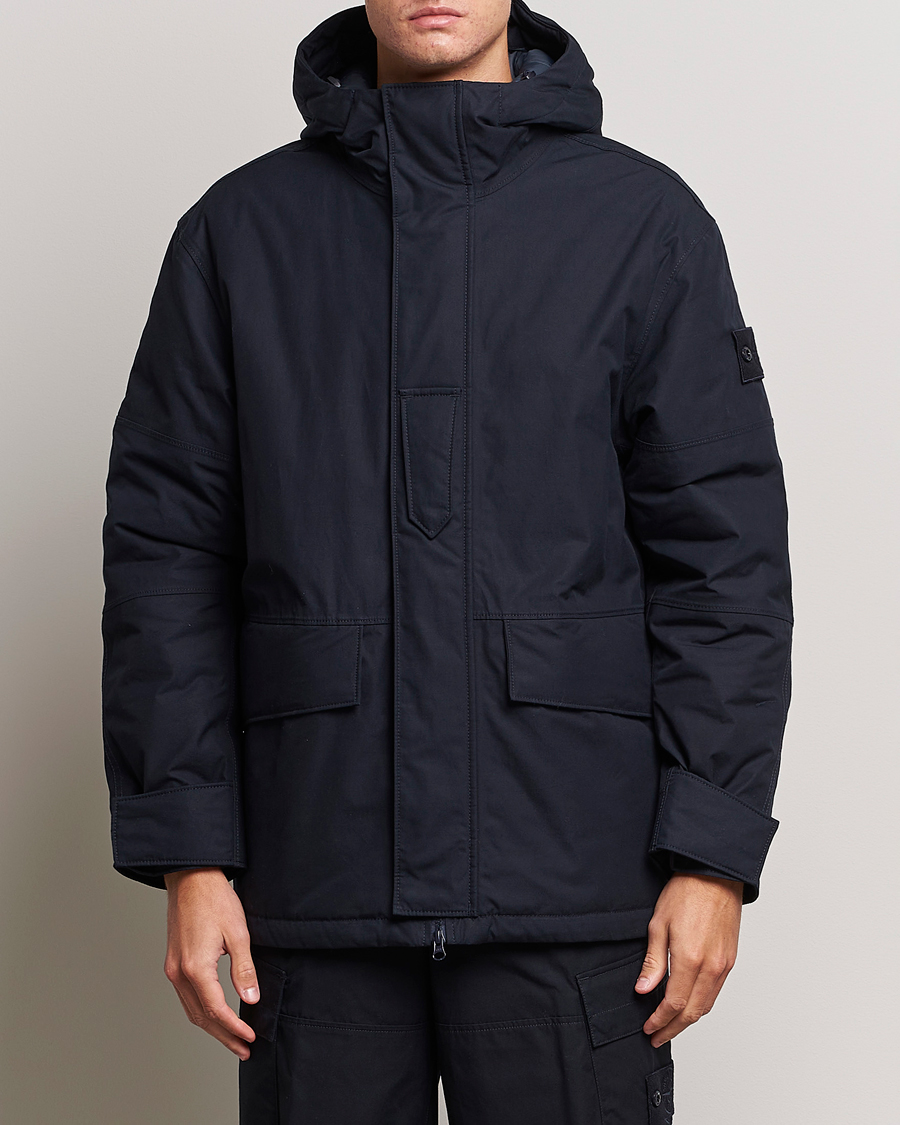 Herre |  | Stone Island | Ghost Piece O-Ventile Hodded Parka Navy Blue
