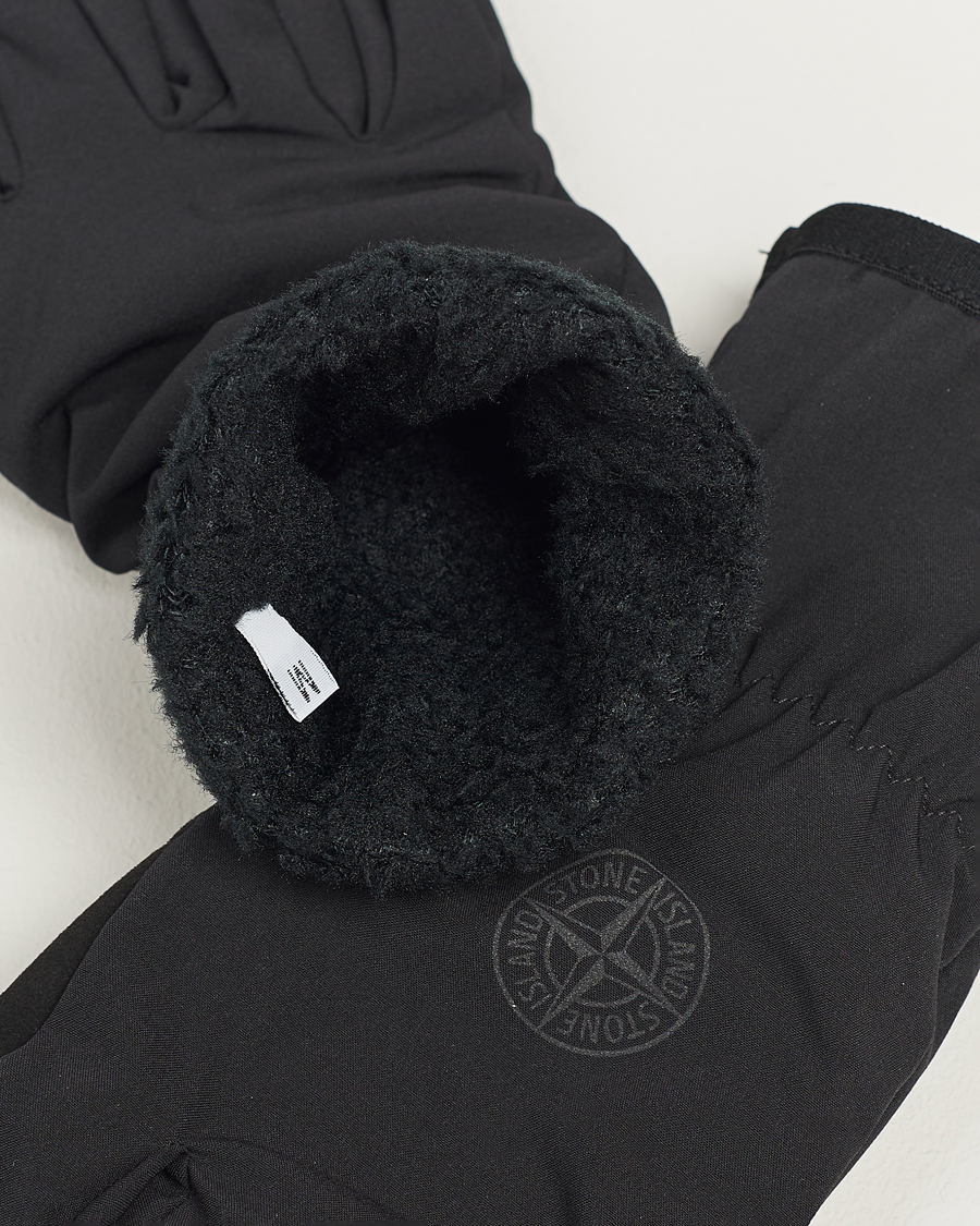 Herre | Stone Island Soft Shell-R_e Recycled Gloves Black | Stone Island | Soft Shell-R_e Recycled Gloves Black
