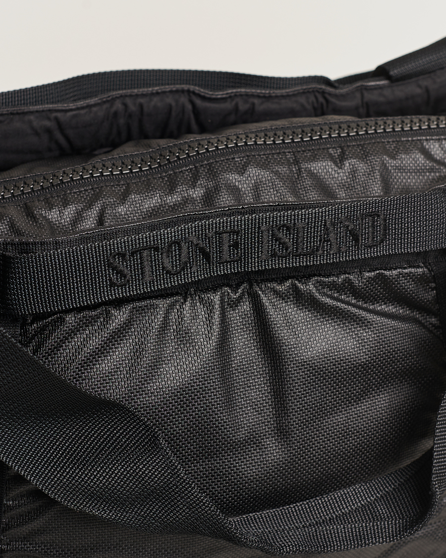 Herre | Stone Island Garment Dyed Mussola Gommata Canvas Big Tote Black | Stone Island | Garment Dyed Mussola Gommata Canvas Big Tote Black