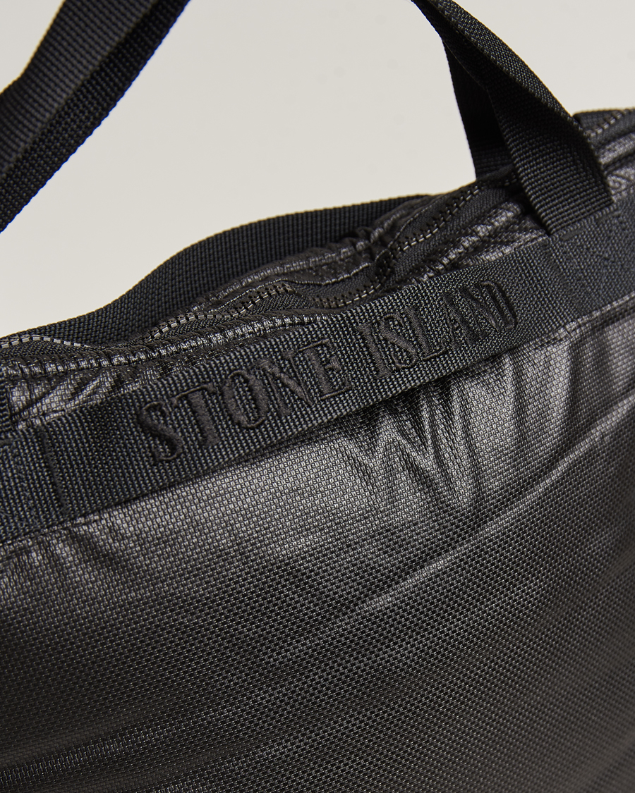 Herre | Stone Island Garment Dyed Mussola Gommata Canvas Tote Black | Stone Island | Garment Dyed Mussola Gommata Canvas Tote Black