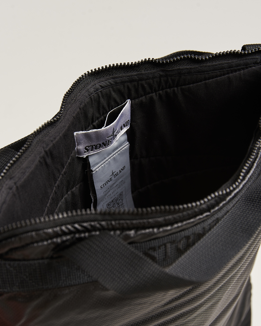 Herre | Stone Island Garment Dyed Mussola Gommata Canvas Tote Black | Stone Island | Garment Dyed Mussola Gommata Canvas Tote Black