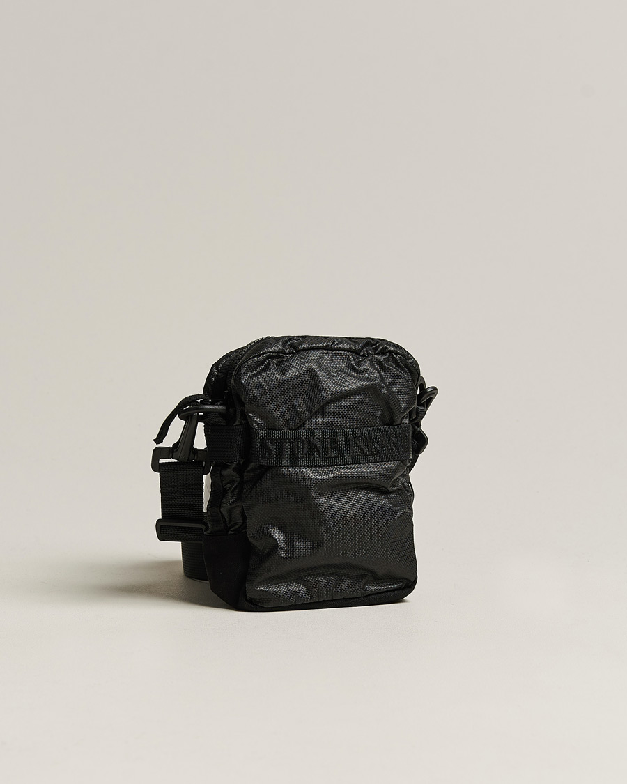 Herre | Stone Island Garment Dyed Mussola Gommata Canvas Shoulder Bag Black | Stone Island | Garment Dyed Mussola Gommata Canvas Shoulder Bag Black