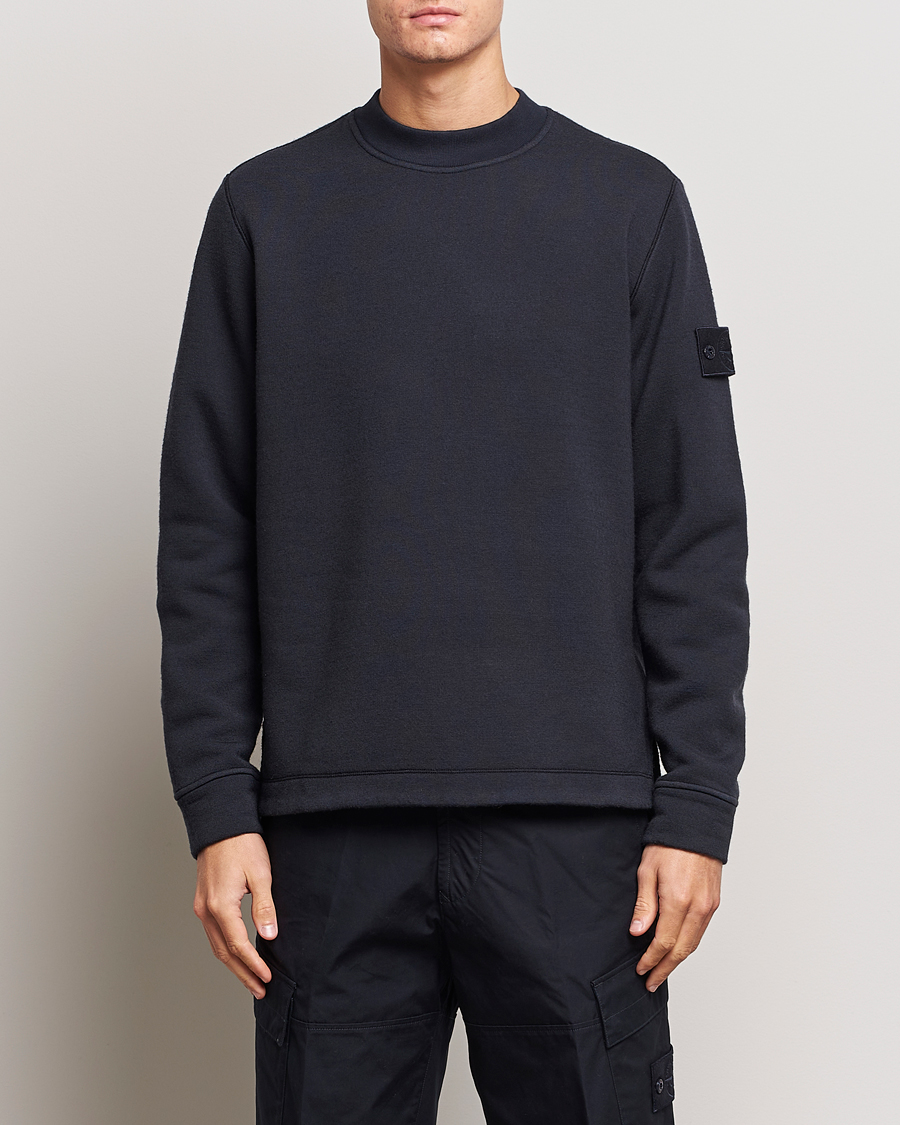 Stone Island Ghost Piece Wool Fleece Sweater Navy Blue