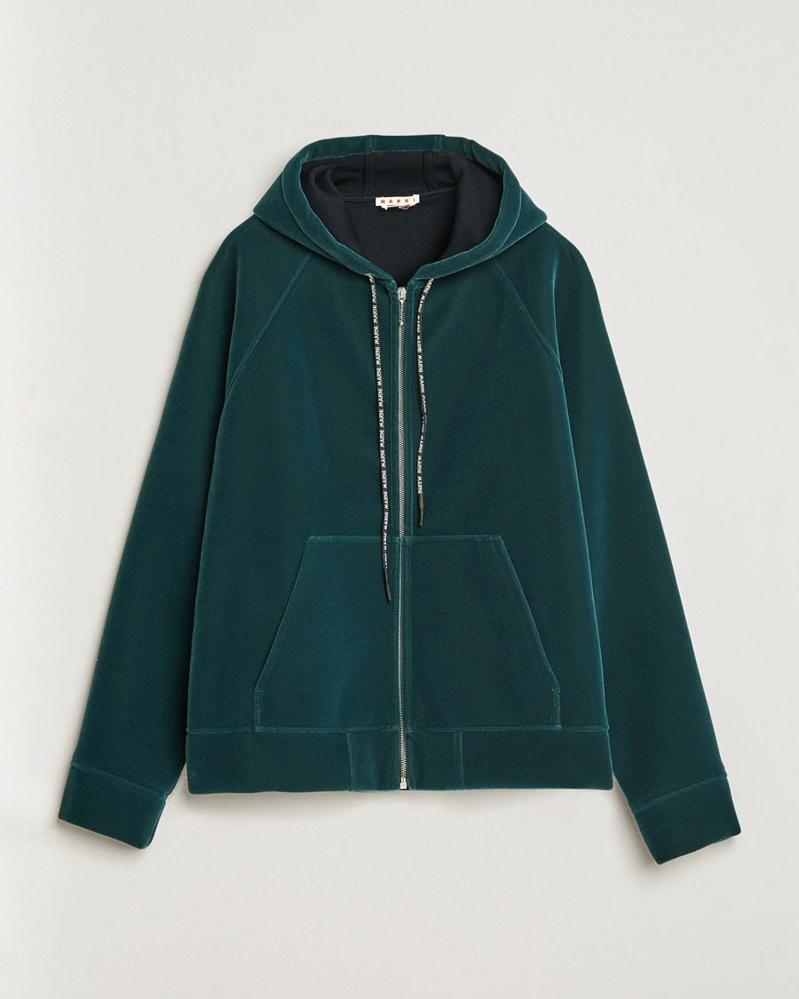 Herre | Gensere | Marni | Sponge Flock Full Zip Hoodie Spherical Green