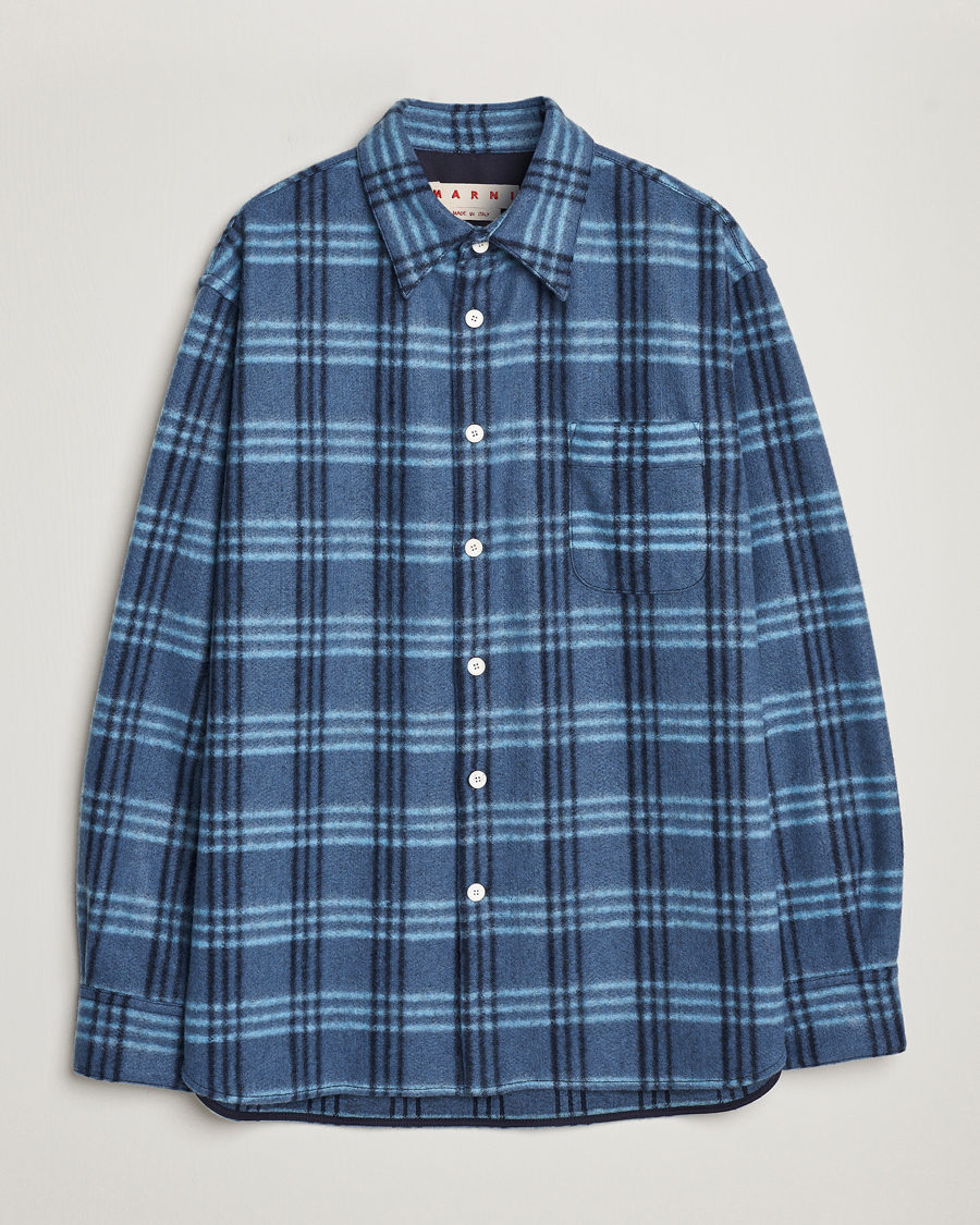 Herre | Skjorter | Marni | Check Pile Flannel Overshirt Opal