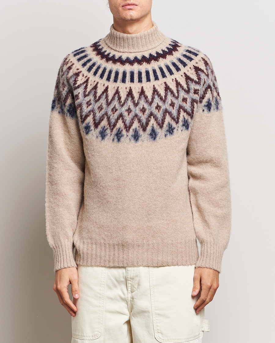 Herre | Gensere | Howlin' | Brushed Wool Fair Isle Roll Neck Biscuit