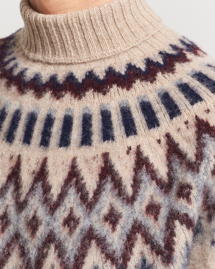 Herre | Gensere | Howlin' | Brushed Wool Fair Isle Roll Neck Biscuit