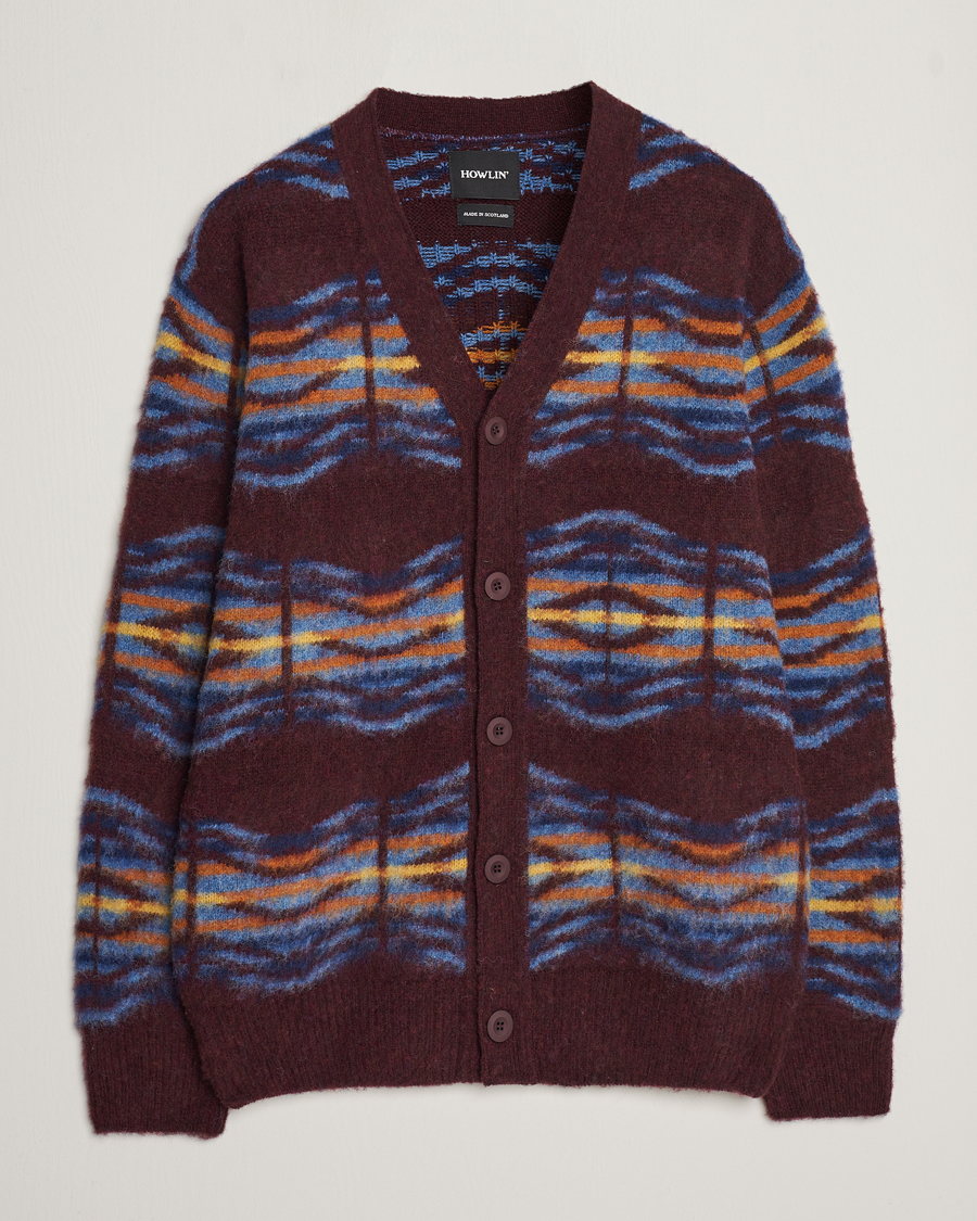 Herre | Gensere | Howlin' | Brushed Wool Pattern Cardigan Bordeaux