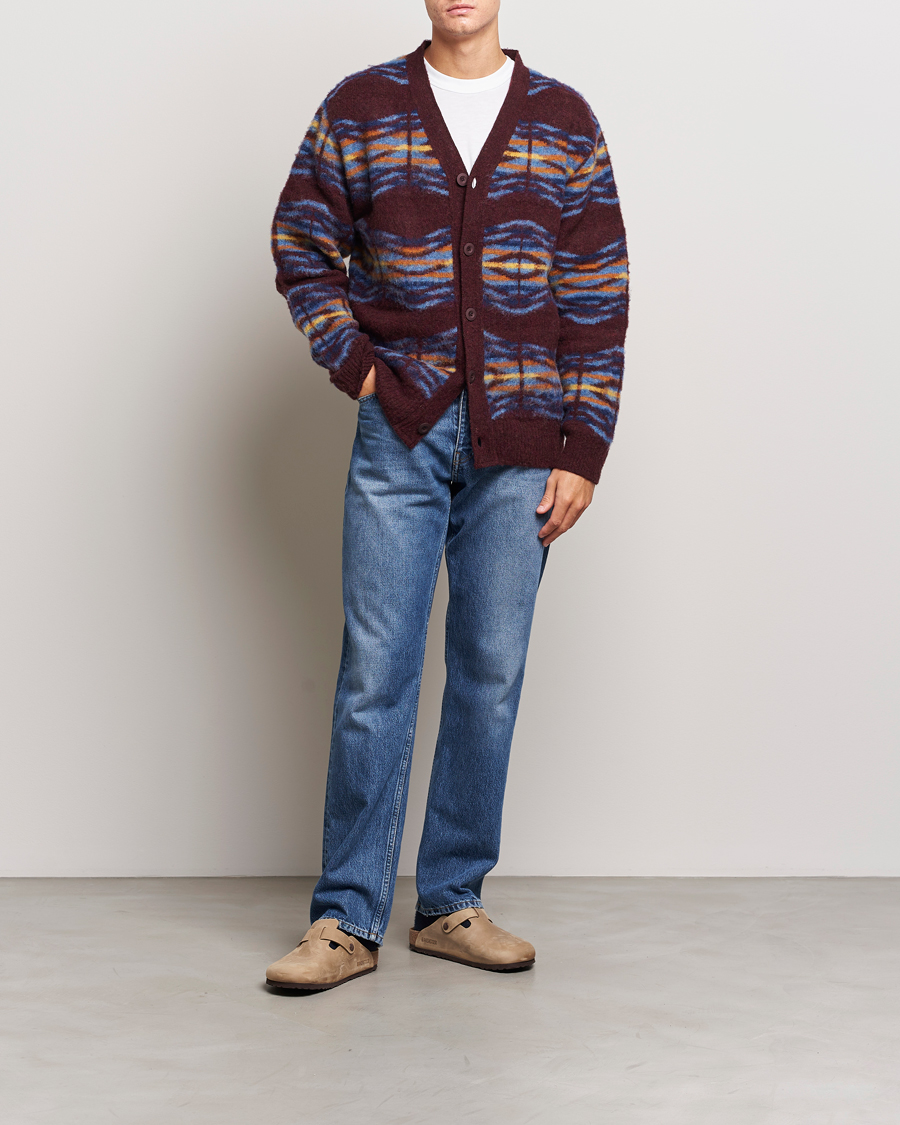 Herre | Gensere | Howlin' | Brushed Wool Pattern Cardigan Bordeaux
