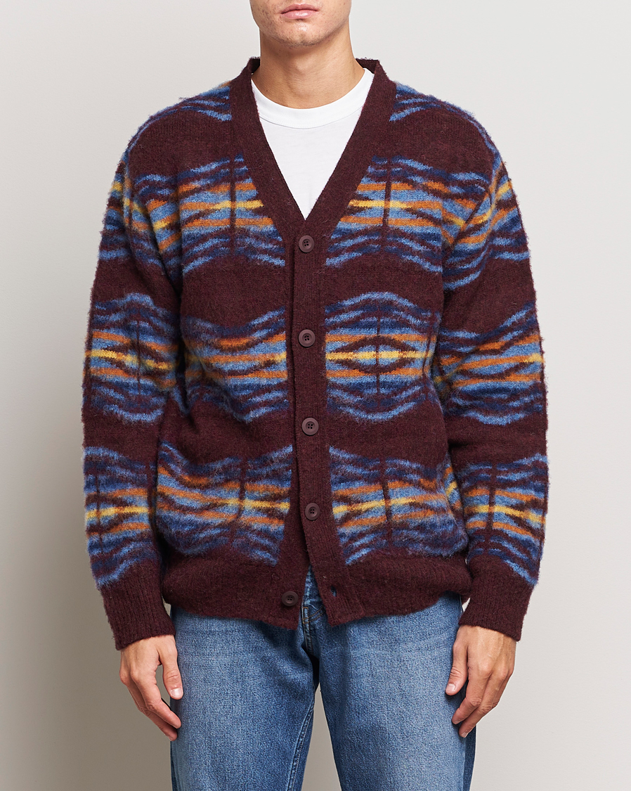 Herre | Gensere | Howlin' | Brushed Wool Pattern Cardigan Bordeaux