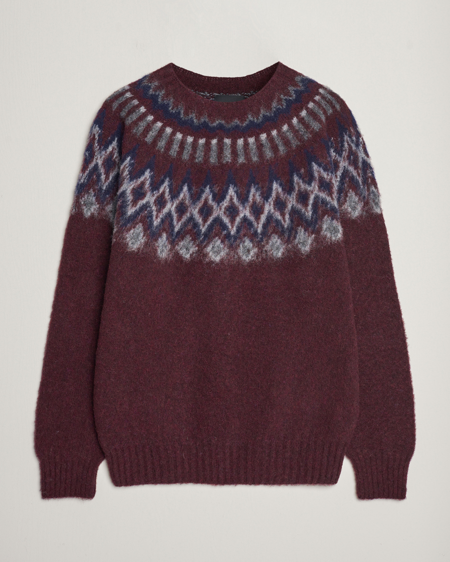 Herre | Gensere | Howlin' | Brushed Wool Fair Isle Crew Sweater Bordeaux