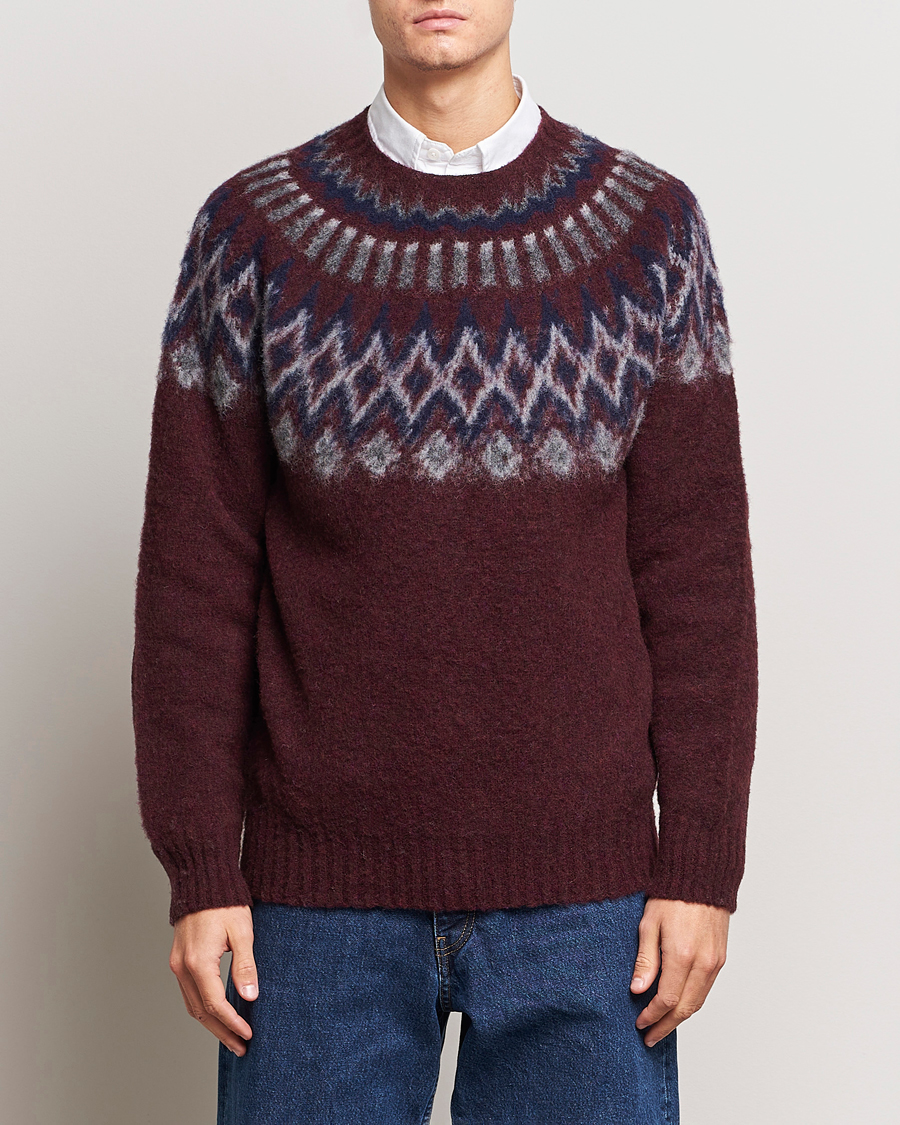 Herre | Gensere | Howlin' | Brushed Wool Fair Isle Crew Sweater Bordeaux