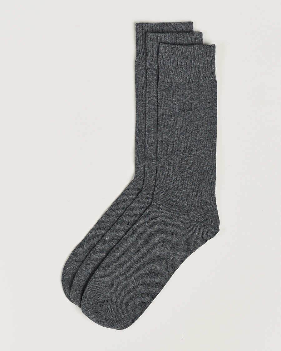 Herre |  | GANT | 3-Pack Cotton Socks Charcoal Melange