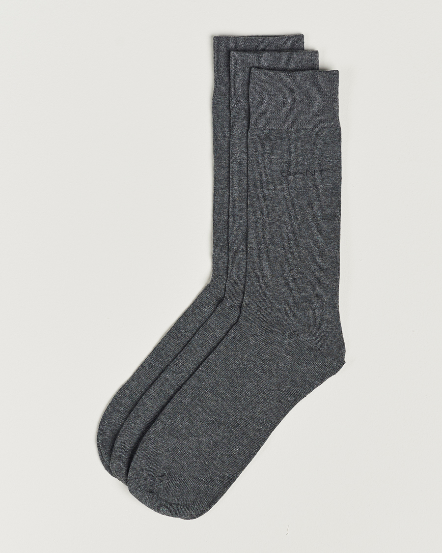 Herre | Undertøy | Gant | 3-Pack Cotton Socks Charcoal Melange