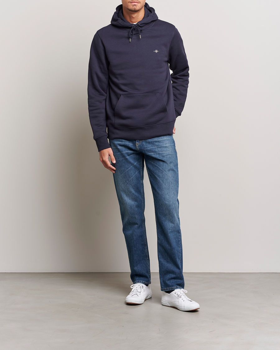 Herre | Gensere | GANT | Original Shield Logo Hoodie Evening Blue