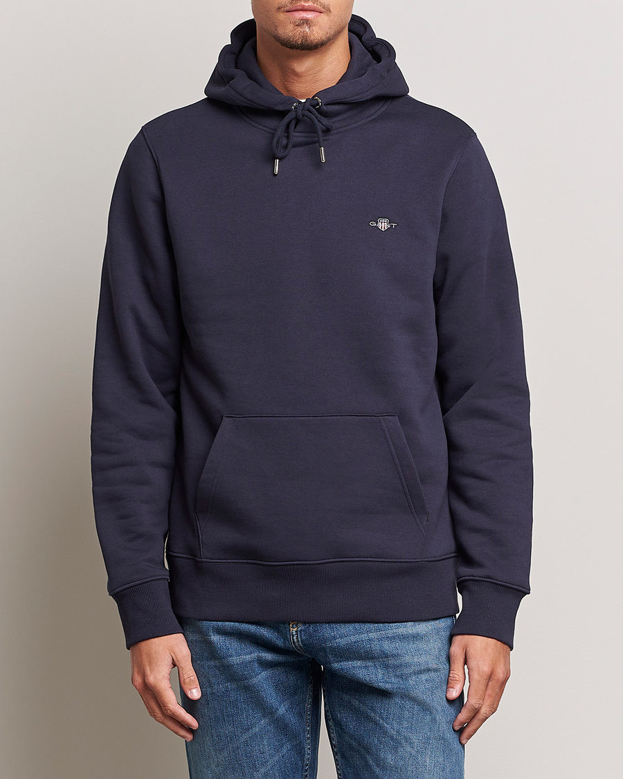 Herre | Hettegensere | GANT | Original Shield Logo Hoodie Evening Blue