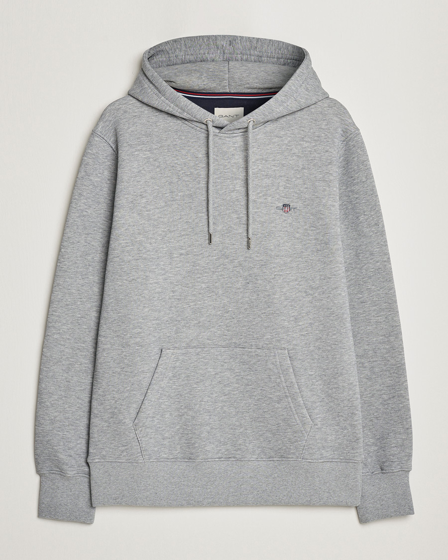 Herre | Gensere | GANT | Original Shield Logo Hoodie Grey Melange