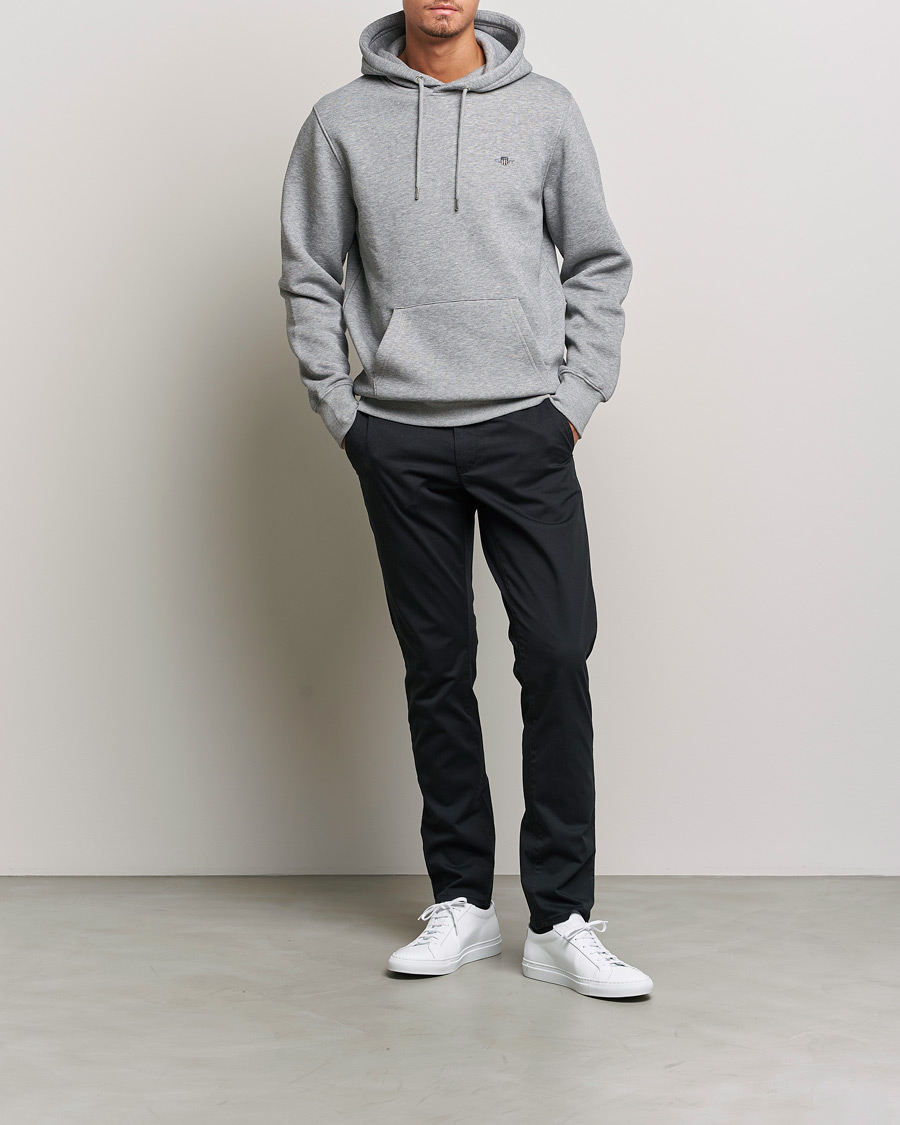 Herre | Gensere | GANT | Original Shield Logo Hoodie Grey Melange
