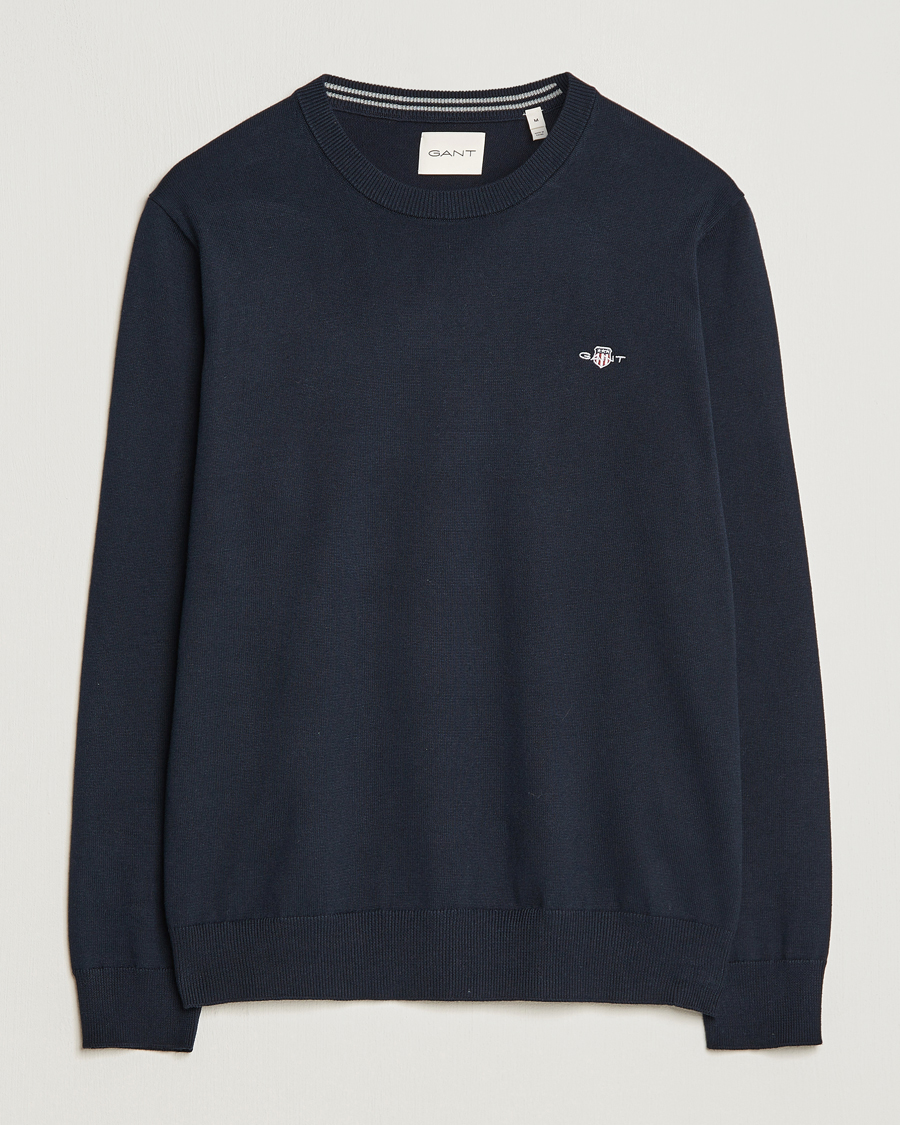 Herre | Gensere | GANT | Classic Cotton Crew Neck Evening Blue