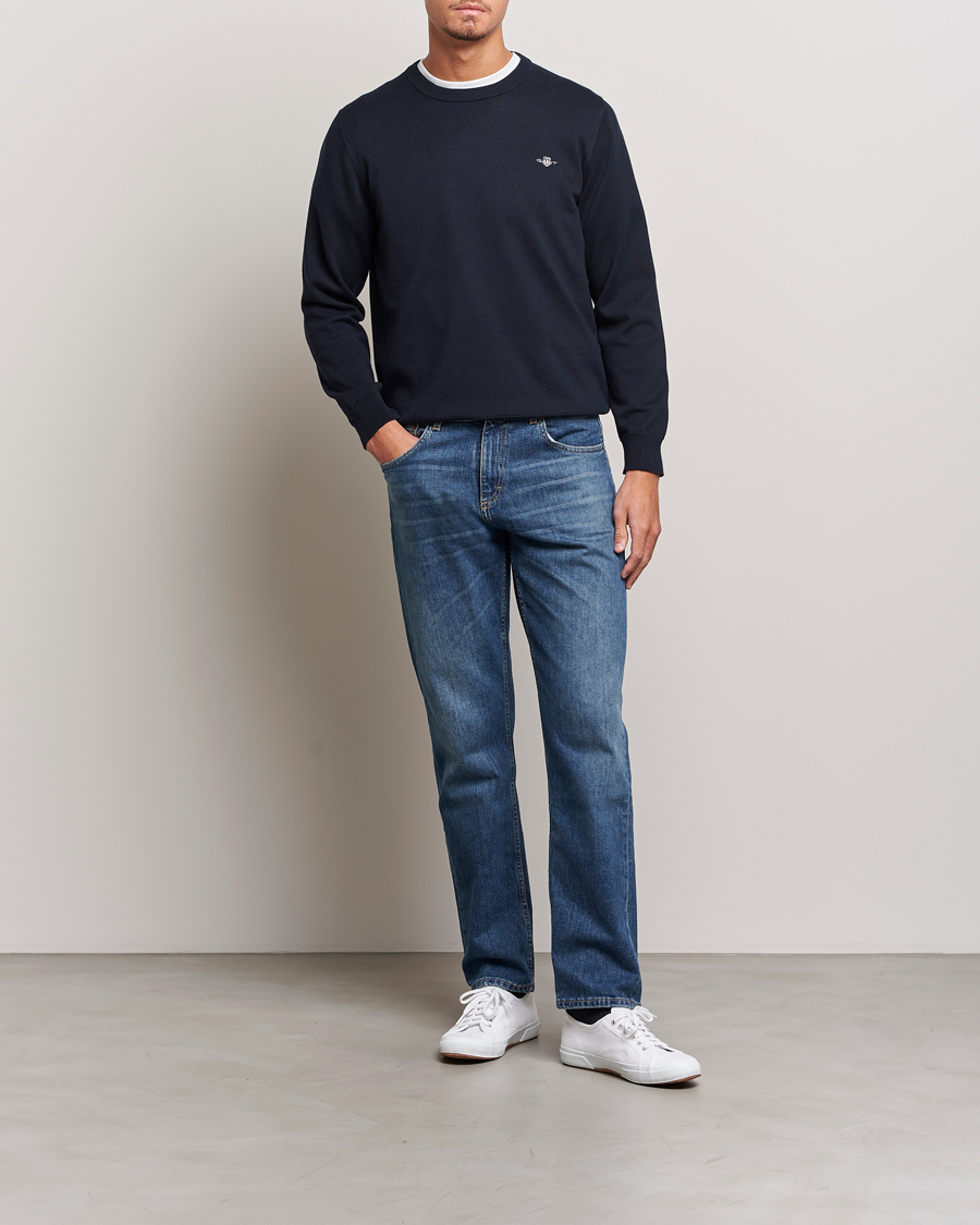 Herre | Gensere | GANT | Classic Cotton Crew Neck Evening Blue