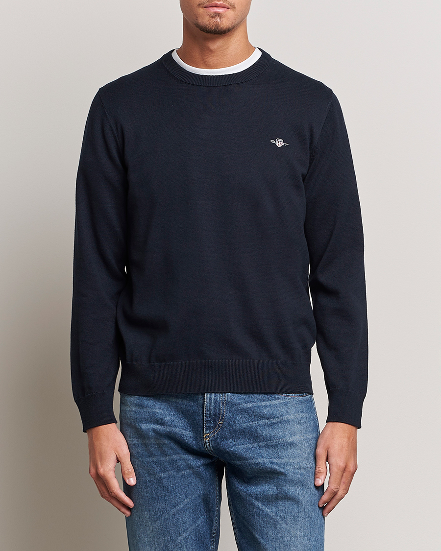 Herre | Gensere | Gant | Classic Cotton Crew Neck Evening Blue
