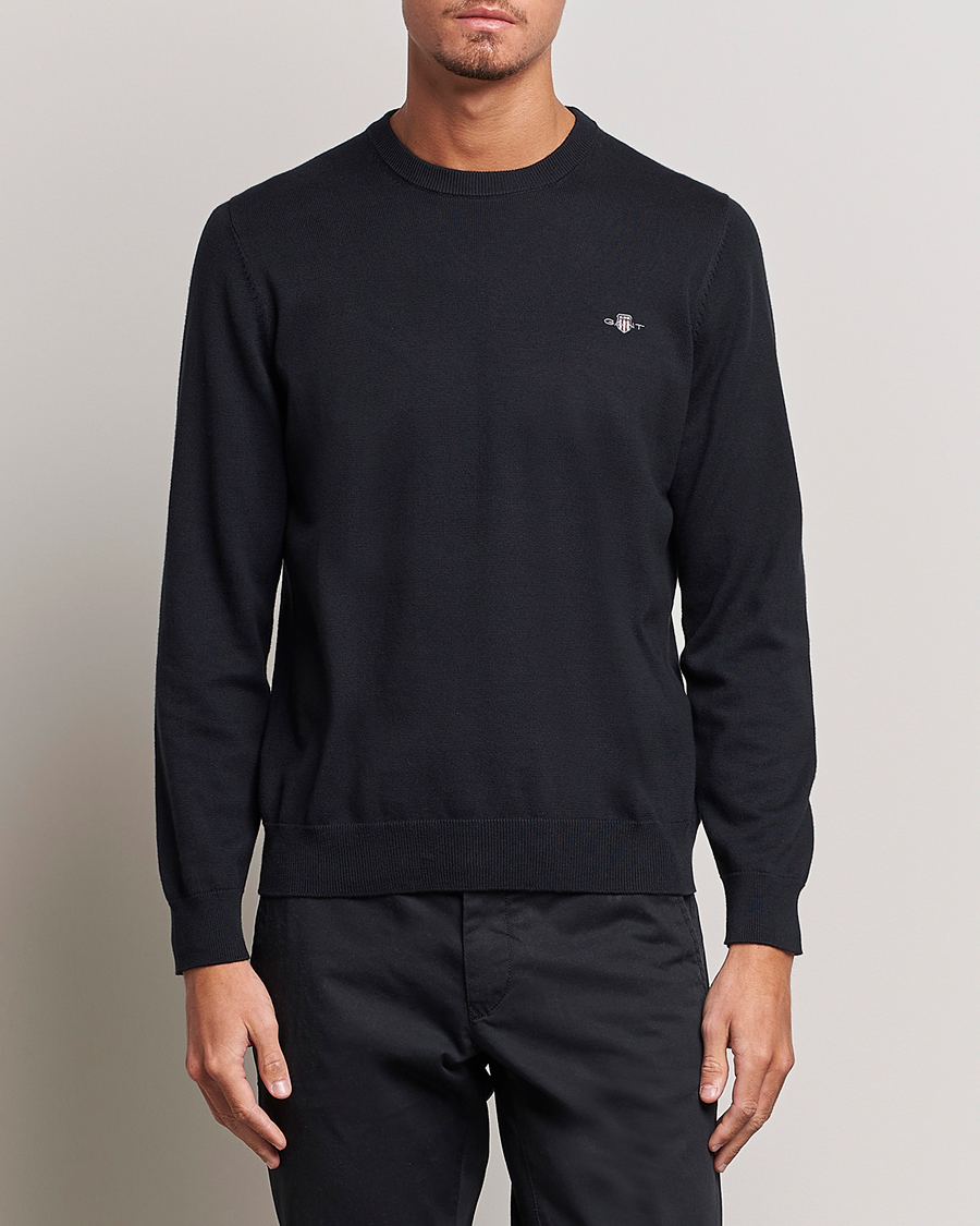 Herre | Pullovers med rund hals | GANT | Classic Cotton Crew Neck Black