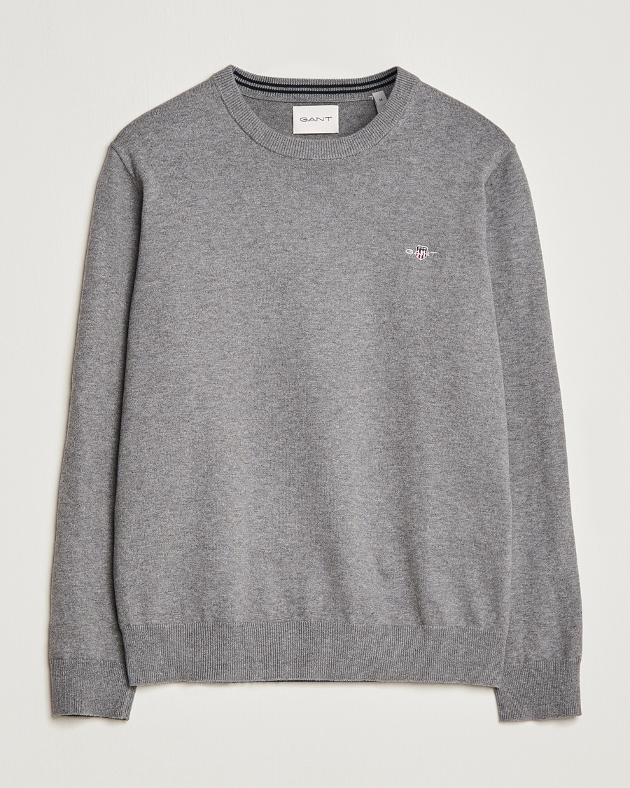 Herre | Gensere | GANT | Classic Cotton Crew Neck Dark Grey Melange
