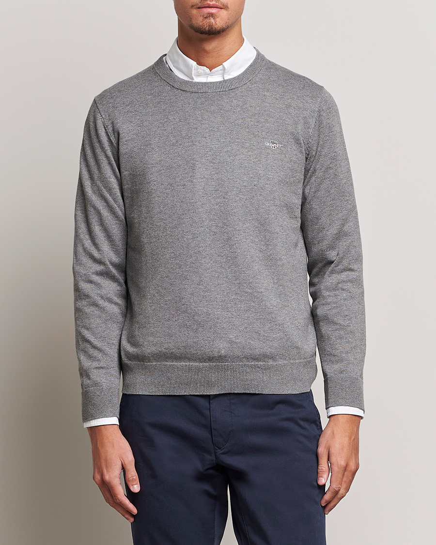 Herre | Gensere | Gant | Classic Cotton Crew Neck Dark Grey Melange