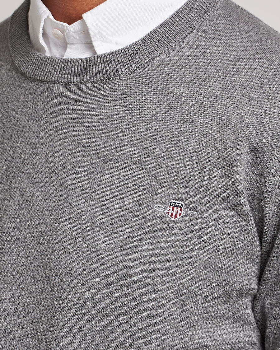 Herre | Gensere | GANT | Classic Cotton Crew Neck Dark Grey Melange