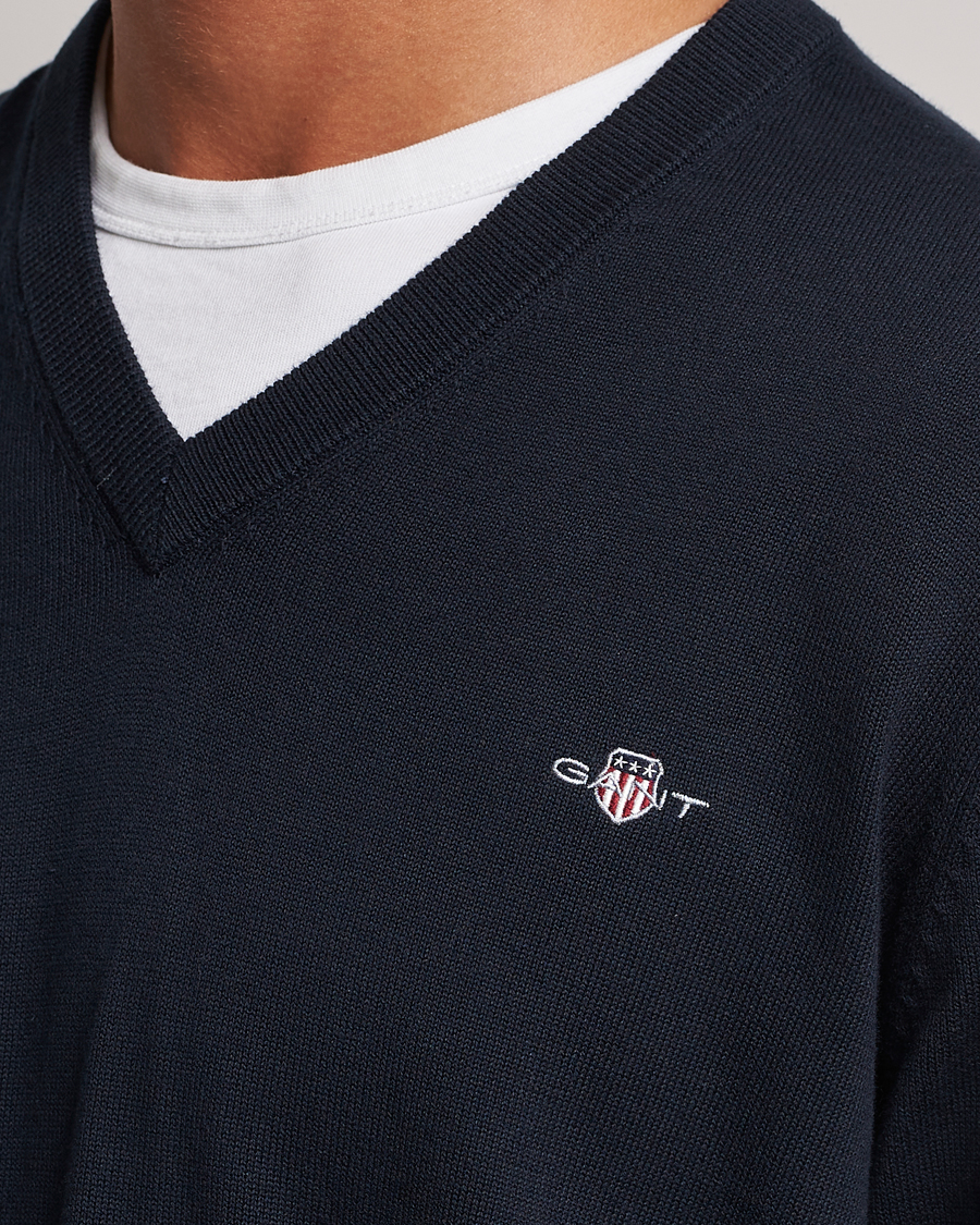 Herre | Gensere | Gant | Classic Cotton V-Neck Evening Blue