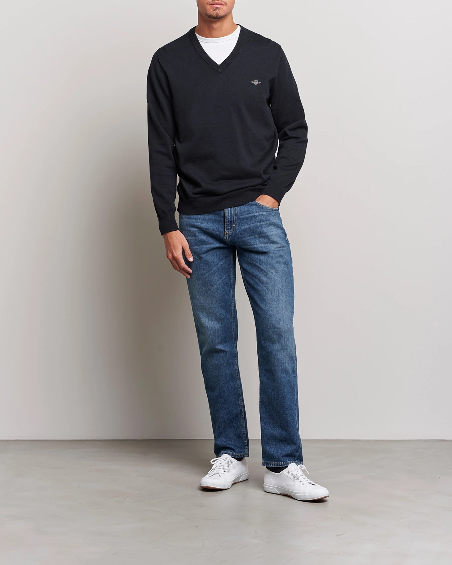 Herre | Gensere | Gant | Classic Cotton V-Neck Black