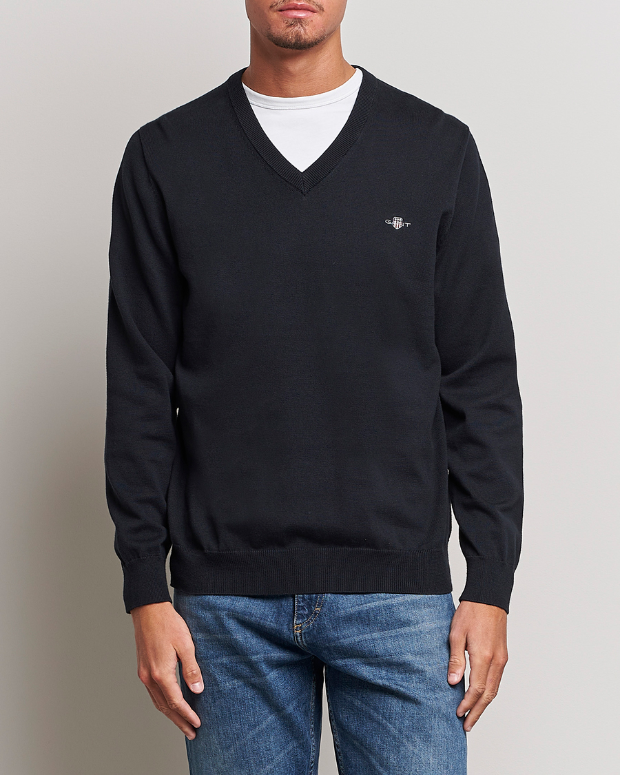 Herre | Gensere | Gant | Classic Cotton V-Neck Black