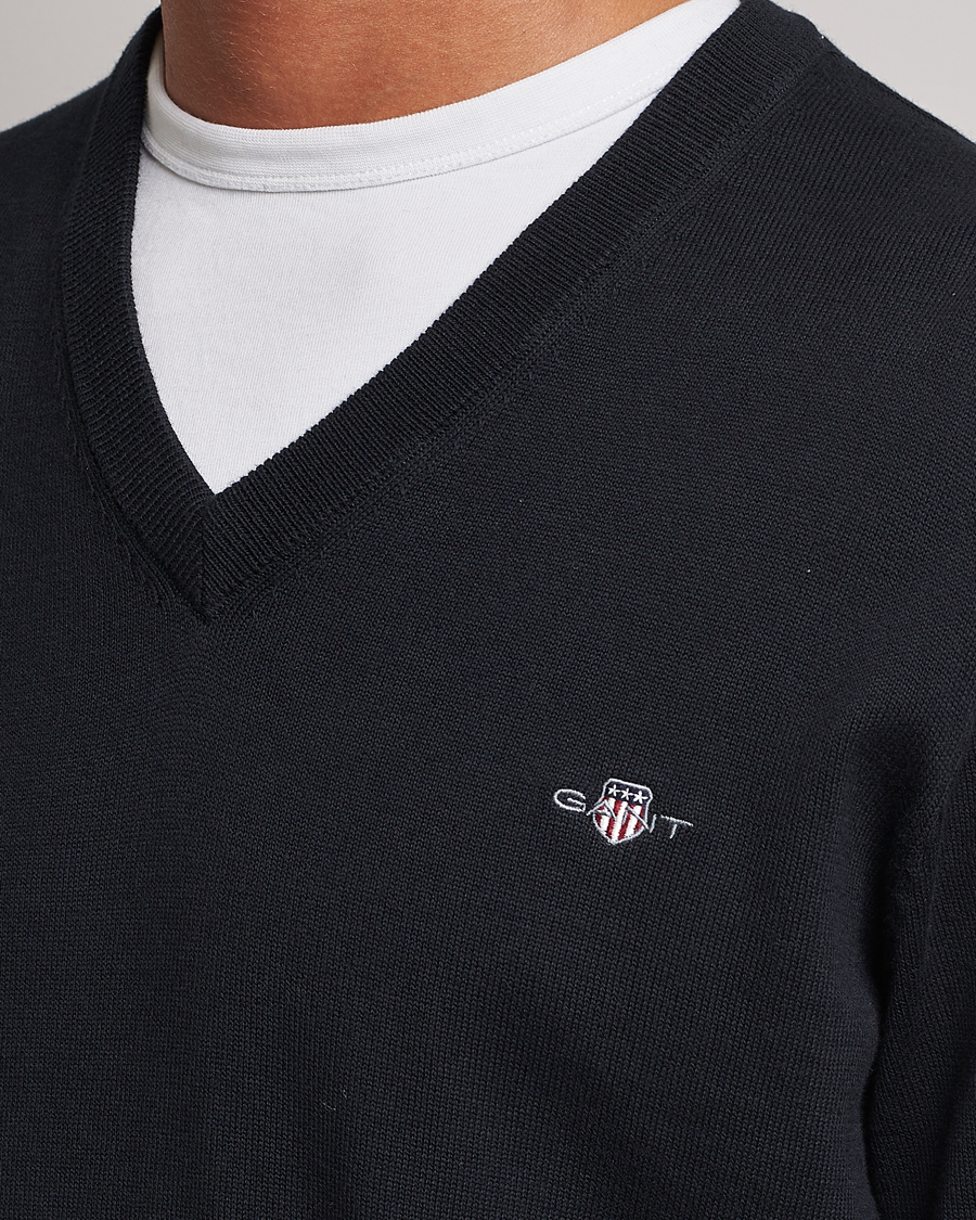 Herre | Gensere | Gant | Classic Cotton V-Neck Black