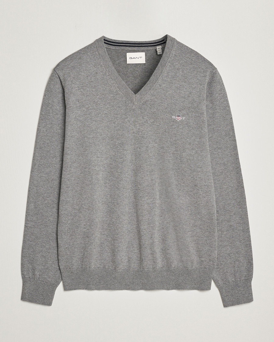 Herre | Gensere | Gant | Classic Cotton V-Neck Dark Grey Melange