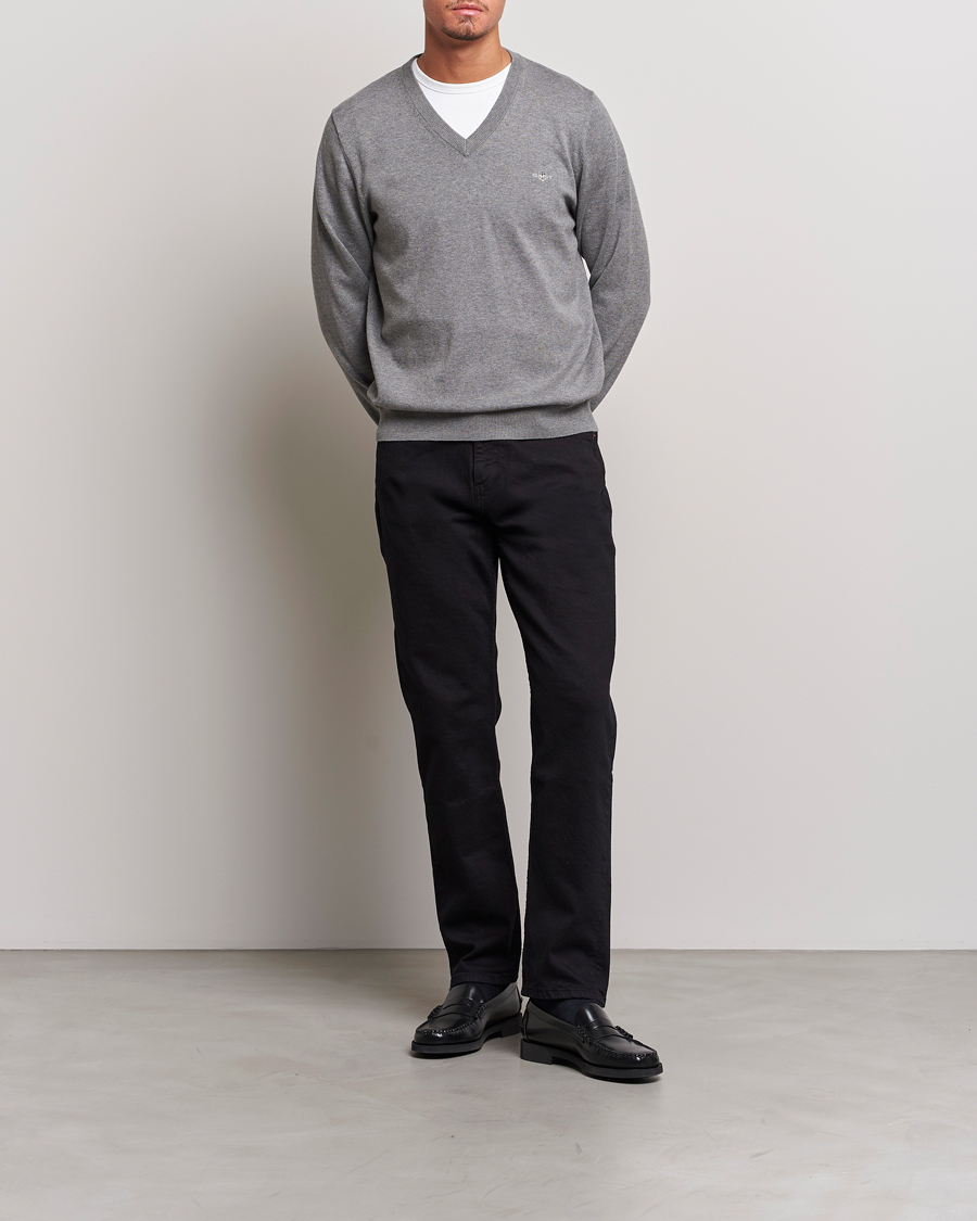 Herre | Gensere | Gant | Classic Cotton V-Neck Dark Grey Melange