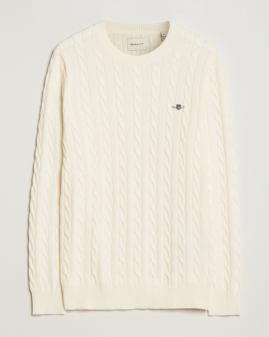Herre | Gensere | Gant | Cotton Cable Crew Neck Cream