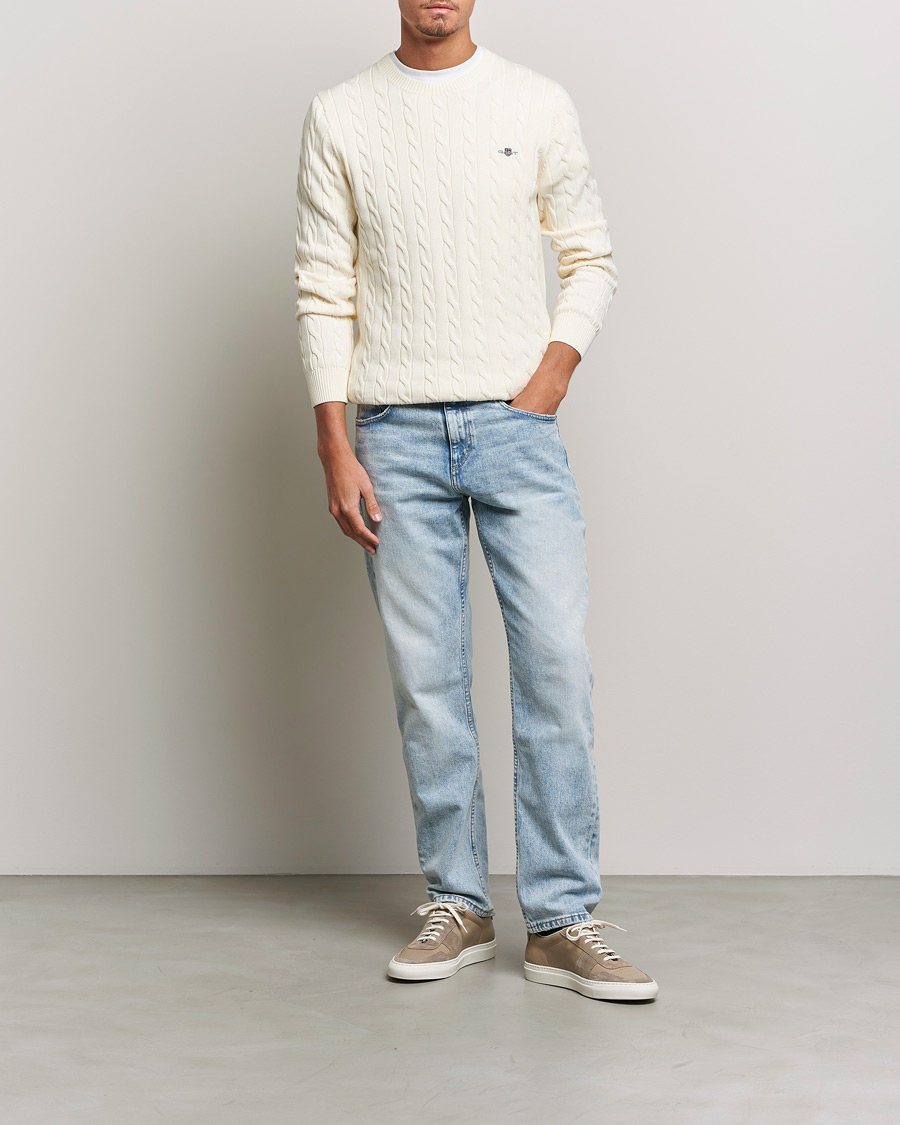 Herre | Gensere | Gant | Cotton Cable Crew Neck Cream