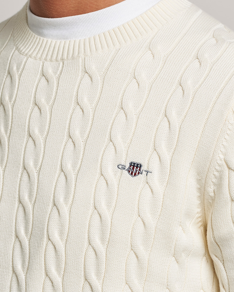Herre | Gensere | Gant | Cotton Cable Crew Neck Cream