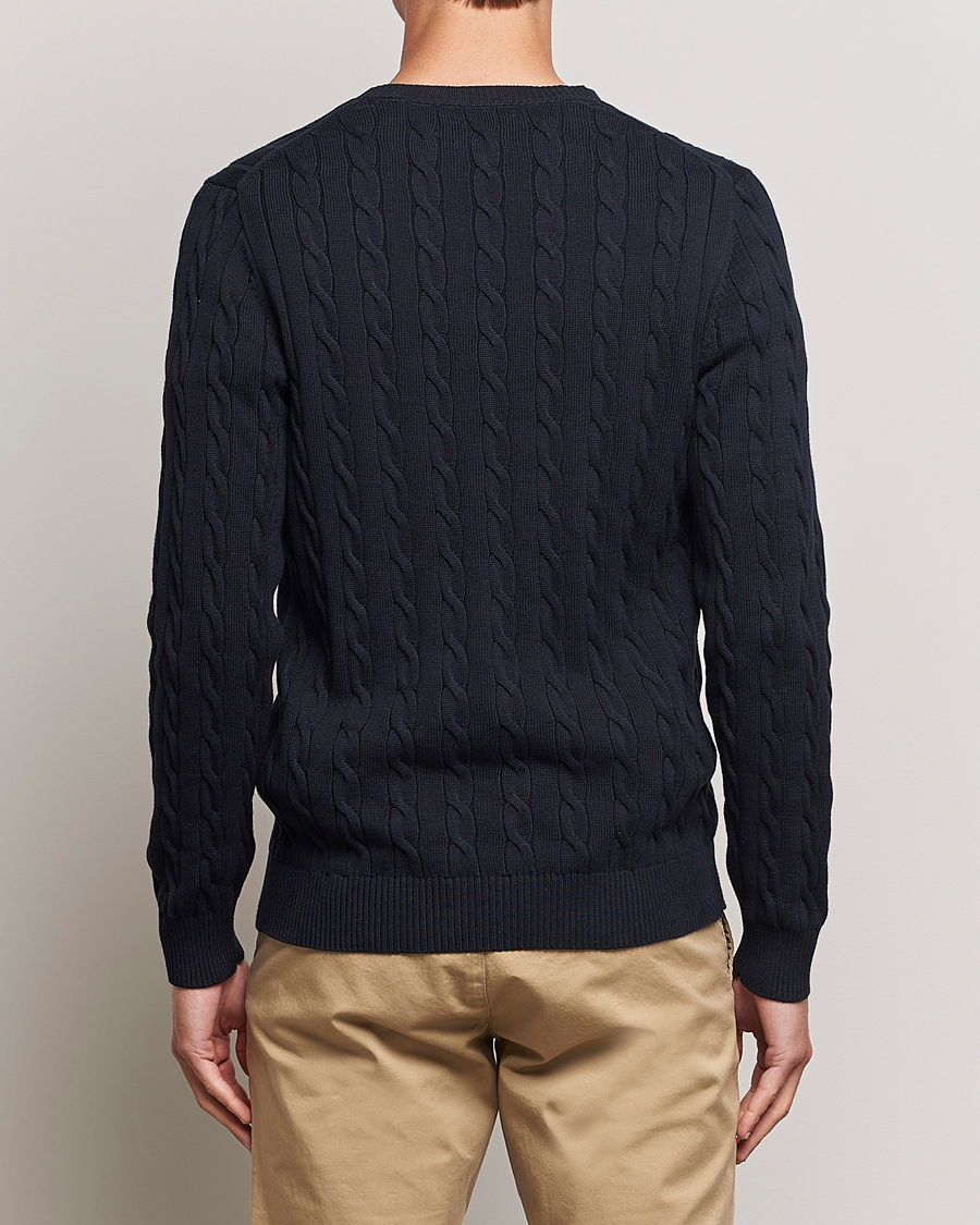 Herre | Gensere | GANT | Cotton Cable Crew Neck Pullover Evening Blue