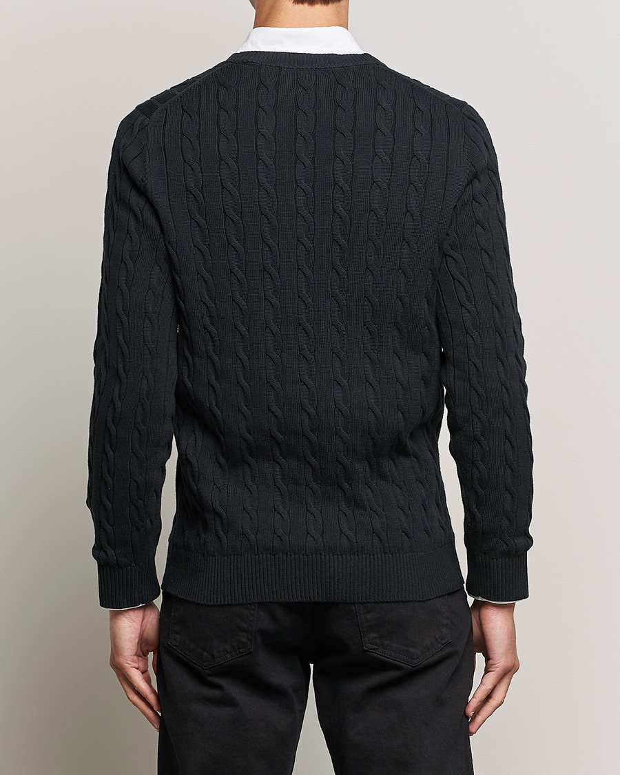 Herre | Gensere | GANT | Cotton Cable Crew Neck Pullover Black