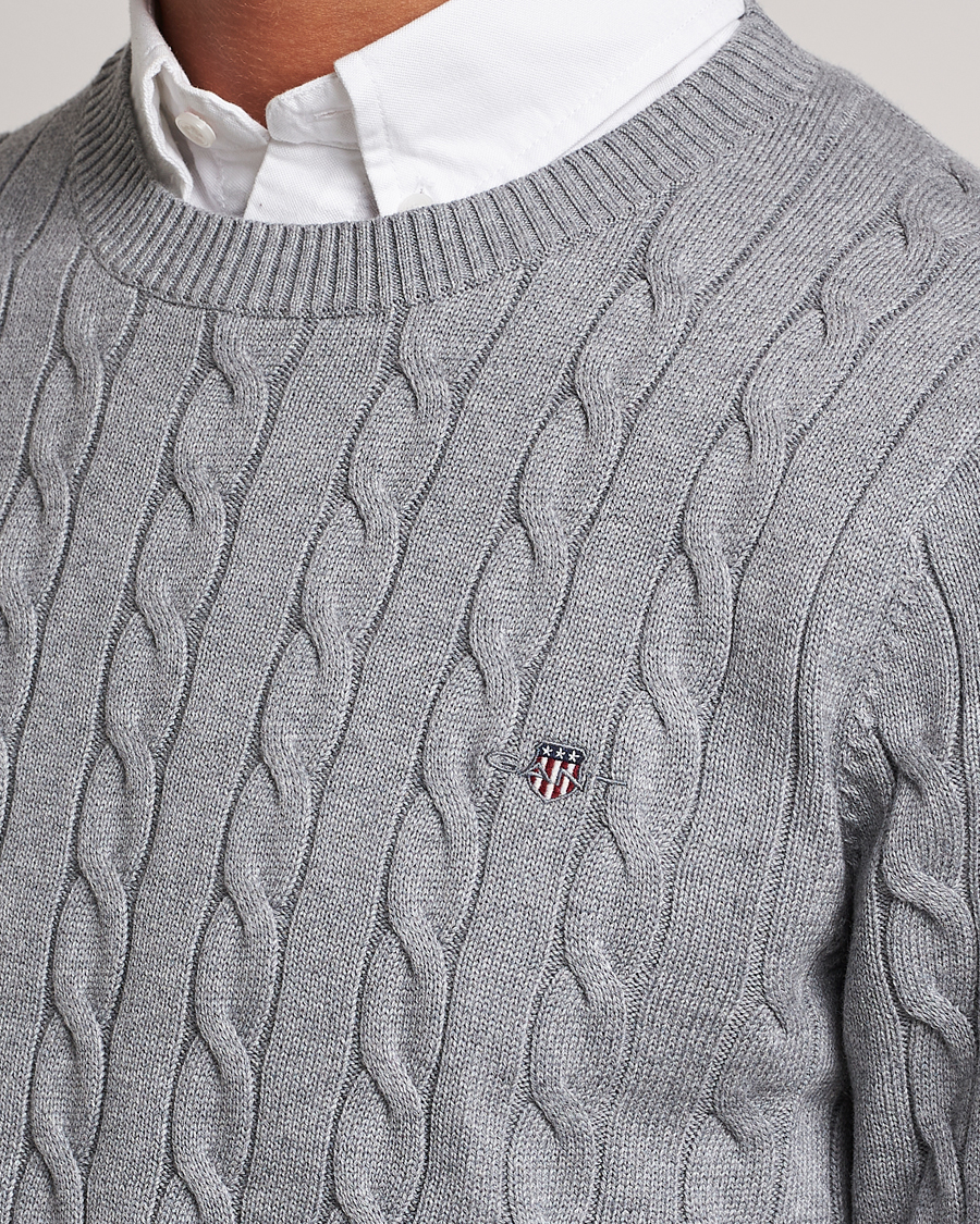Herre | Gensere | Gant | Cotton Cable Crew Neck Grey Melange
