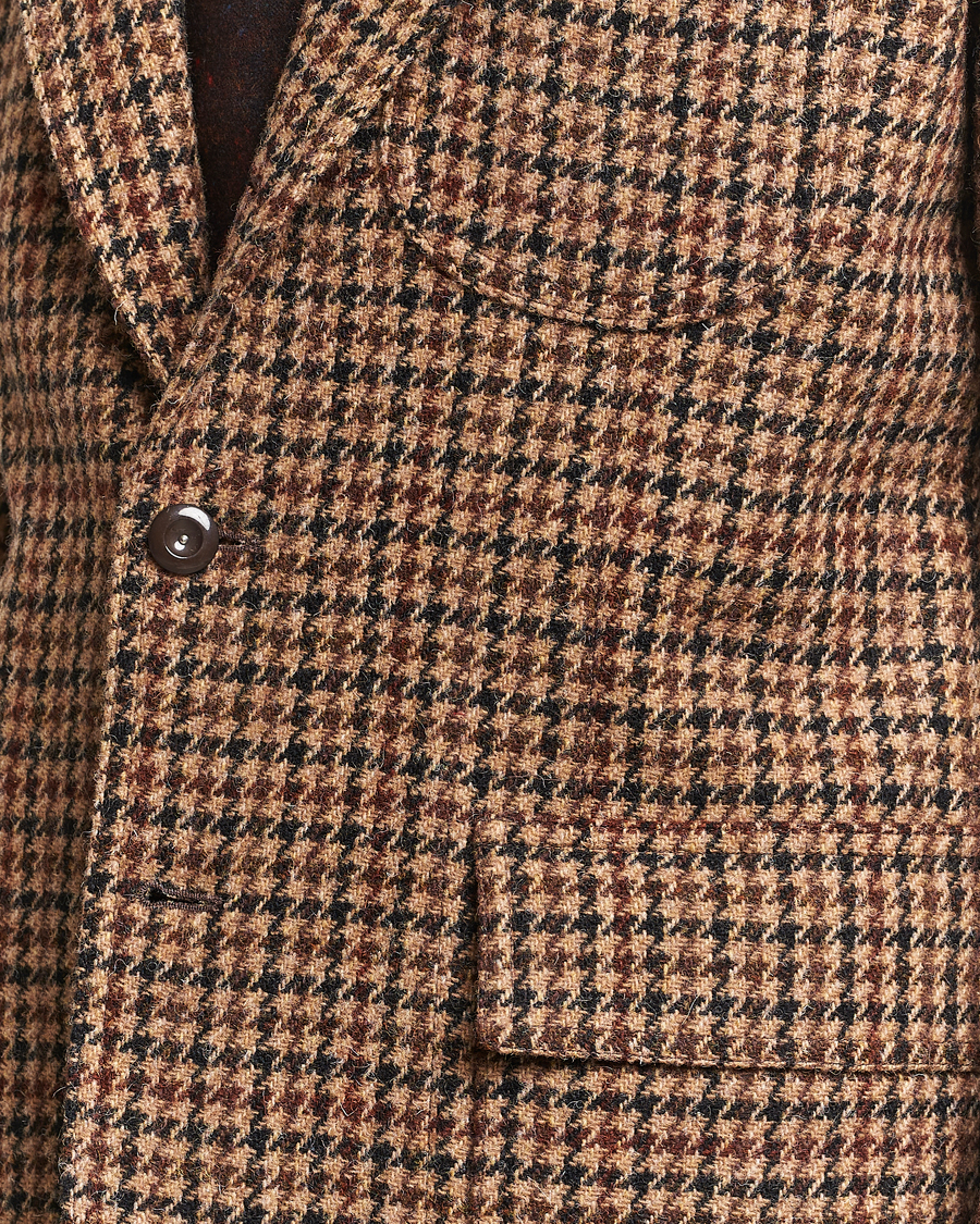 Herre | Dressjakker | Drake's | MKVII Harris Tweed Games Houndstooth Blazer Brown