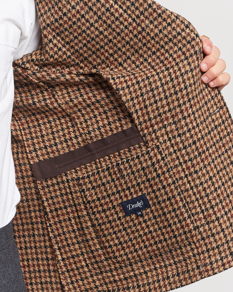 Herre | Dressjakker | Drake's | MKVII Harris Tweed Games Houndstooth Blazer Brown