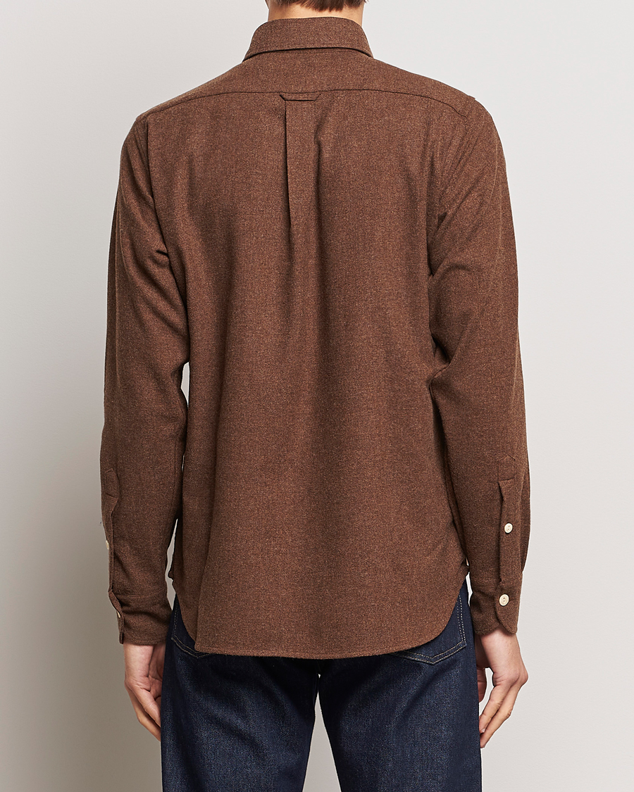 Herre | Skjorter | Drake's | Merino Wool Work Shirt Brown